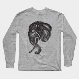 Side profile of an intelligent animal, elephant head in charcoal medium Long Sleeve T-Shirt